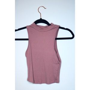 High-Neck Nude Pink Crop Top
